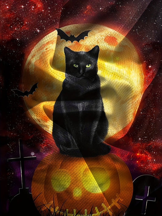 Cat Pumpkin Bat Men's Halloween Tee