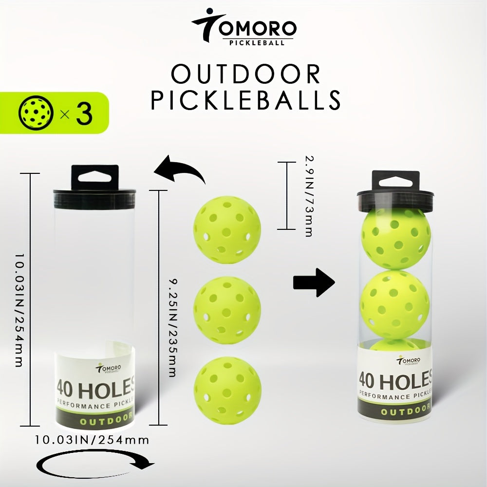 3pcs Outdoor Pickleball Balls 40 Holes For Training & Replacement