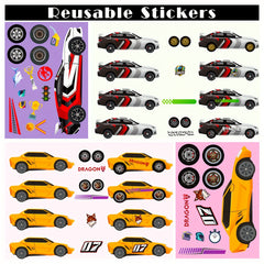 6 Sheets Cartoon Sports Car Make A Face Stickers