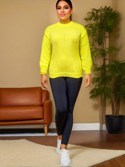  Solid Long Sleeve Crew Neck Sweater