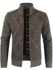 Men's Warm Geometric Pattern Cardigan