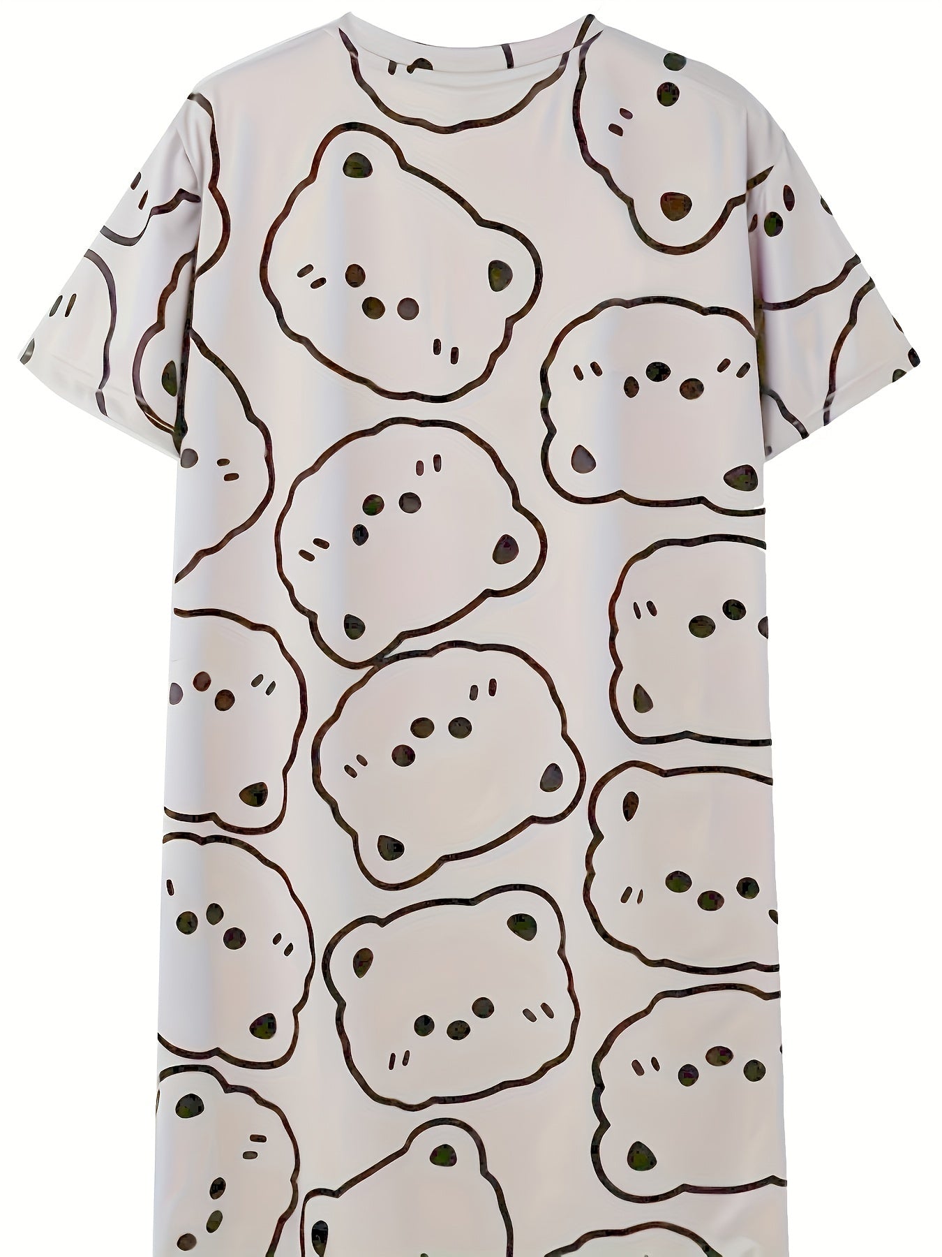 Bear Print NightDress Short Sleeve Pajama Dress