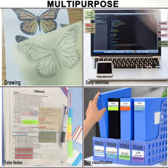 500 Pcs Transparent Sticky Note Tabs, 7 Colors, Writable Book Tabs