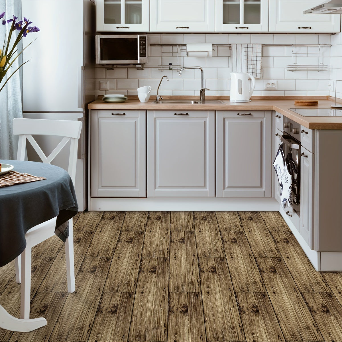 Wood Grain Raw Printing Signal Gray Floor Stickers