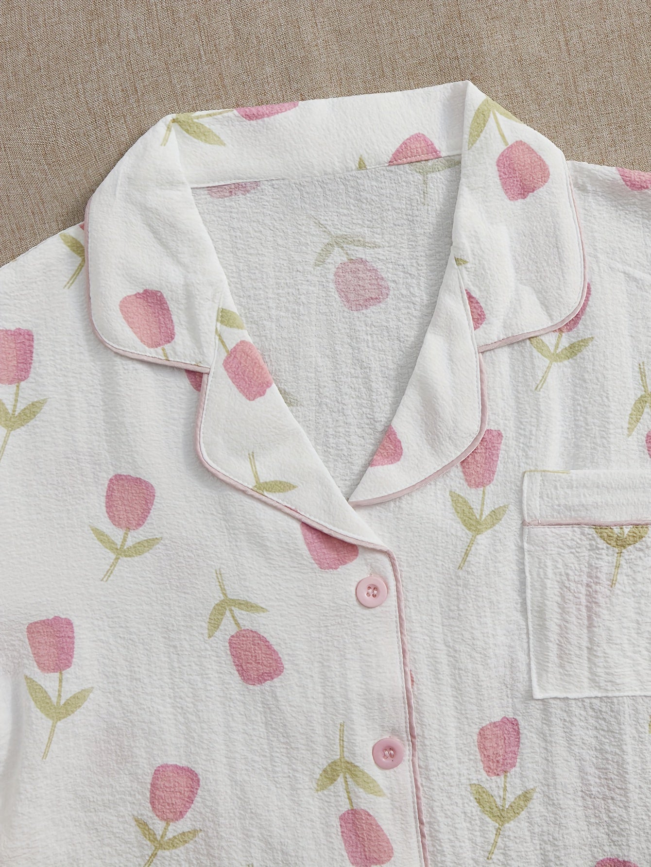 Floral Print Lounge Set Short Sleeve Top & Shorts Women's Loungewear