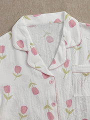 Floral Print Lounge Set Short Sleeve Top & Shorts Women's Loungewear