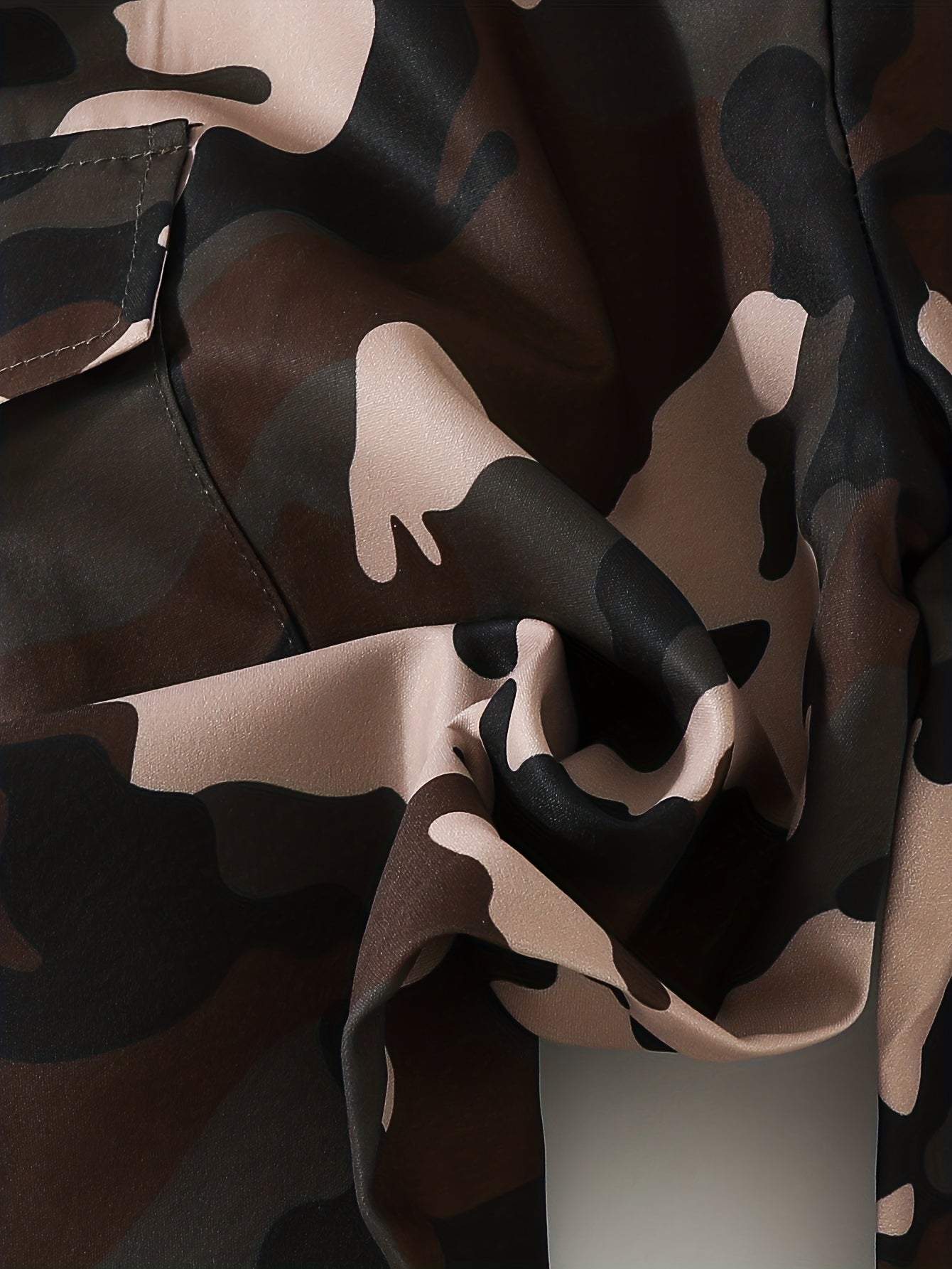 Boys Camo Cargo Pants Elastic Waist Joggers Kids Outdoor Bottoms
