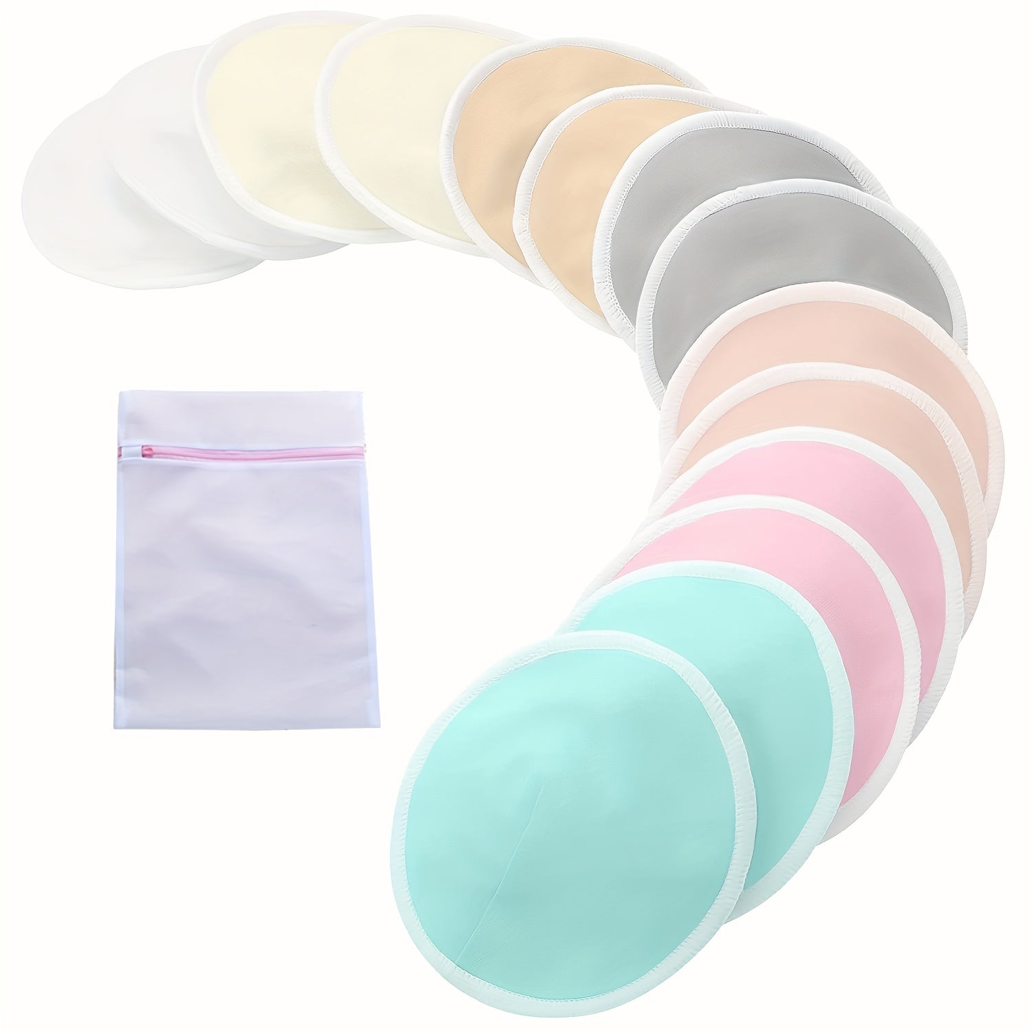 Organic Bamboo Nursing Pads 14 Washable Breastfeeding Pads with Wash Bag