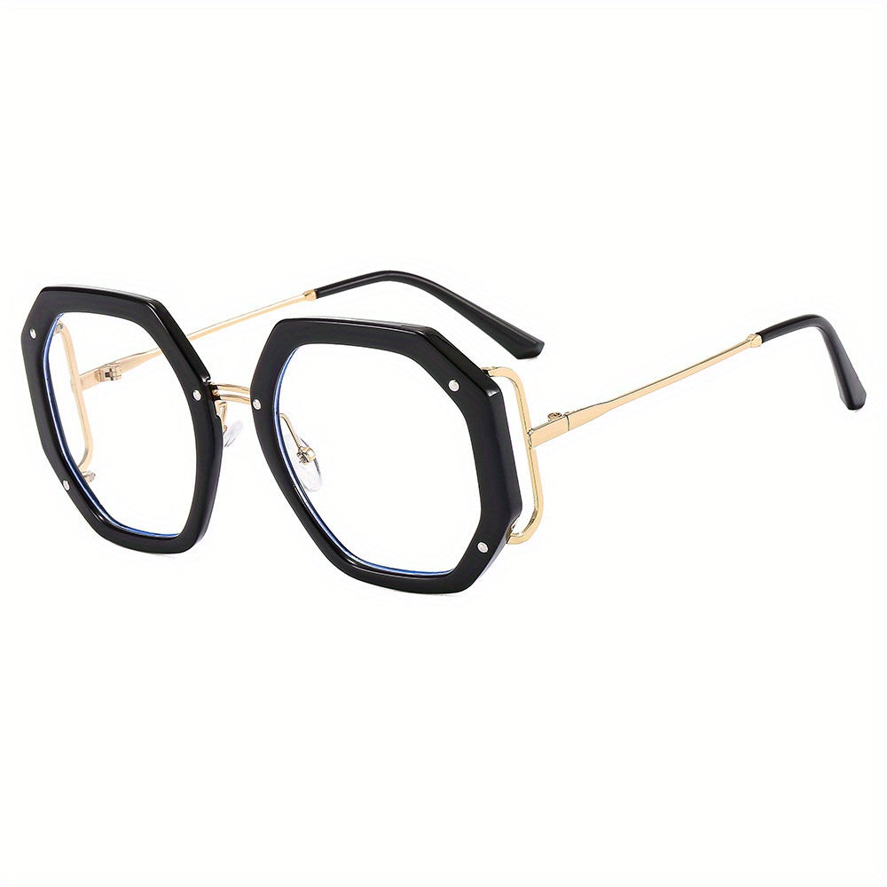 Anti Light Clear Lens Glasses Polygon Tortoiseshell Computer Glasses