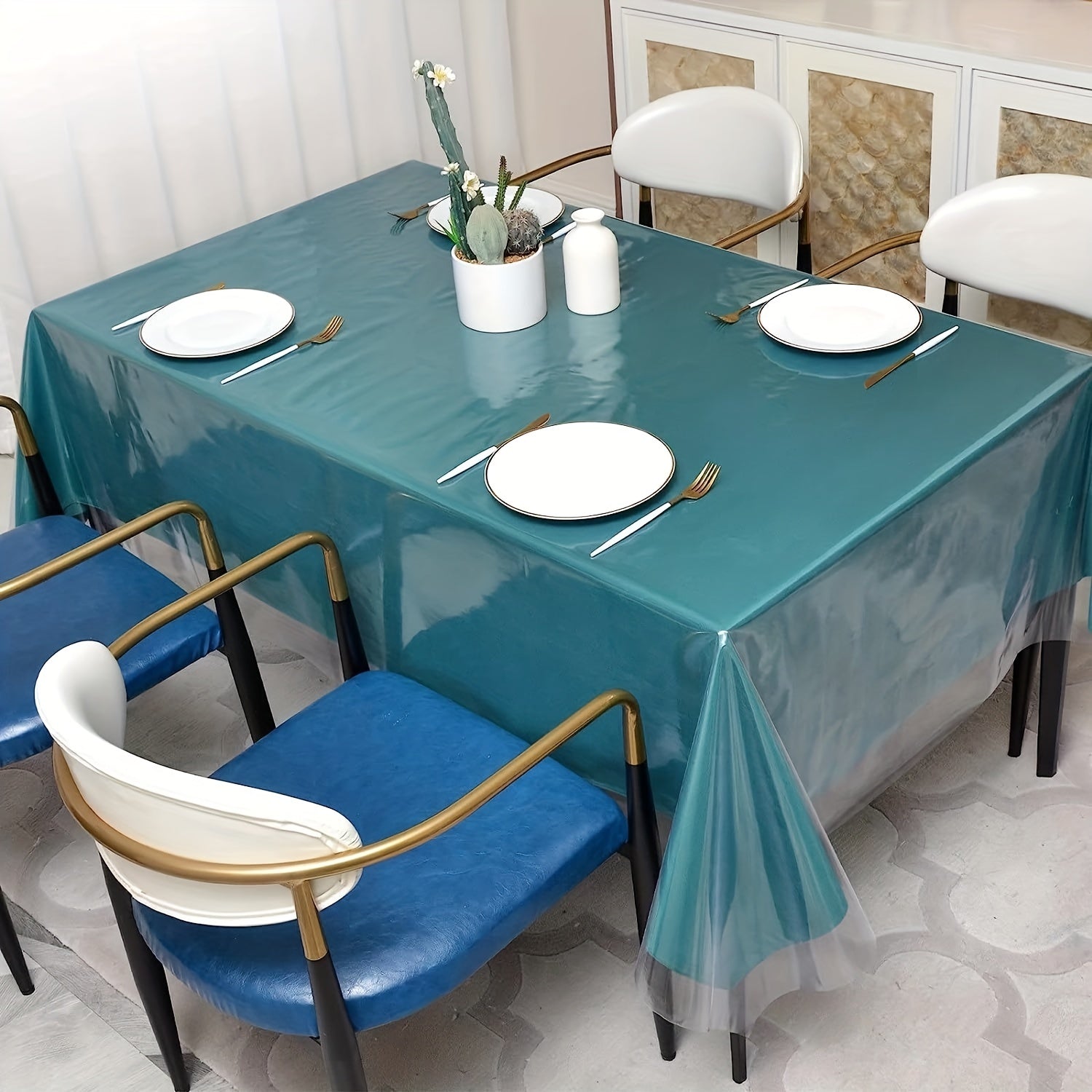 Clear Plastic Table Protector Cover PVC Transparent Tablecloth Round Rectangular