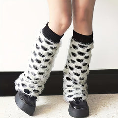 Fuzzy Leg Warmers Double Layer Knee High Socks Women's Stockings