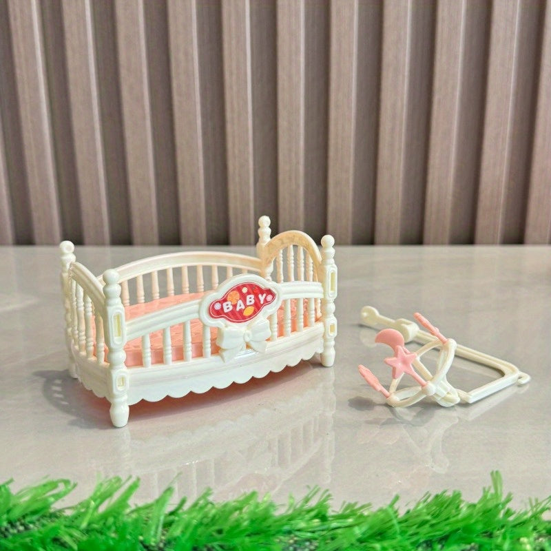 Dolls House Cradle Bed Furniture DIY Room Accessories Decoration