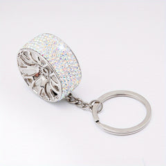 Car Wheel Rhinestone Keychain Key Ring Pendant Car Ornament