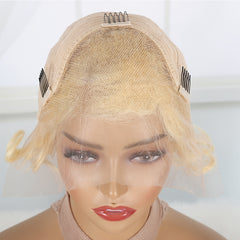 Short Curly Lace Front Wig Red 99j Blonde Purple Human Hair Wig