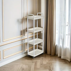 1pc Movable Kitchen Storage Rack with Wheels Metal and Plastic