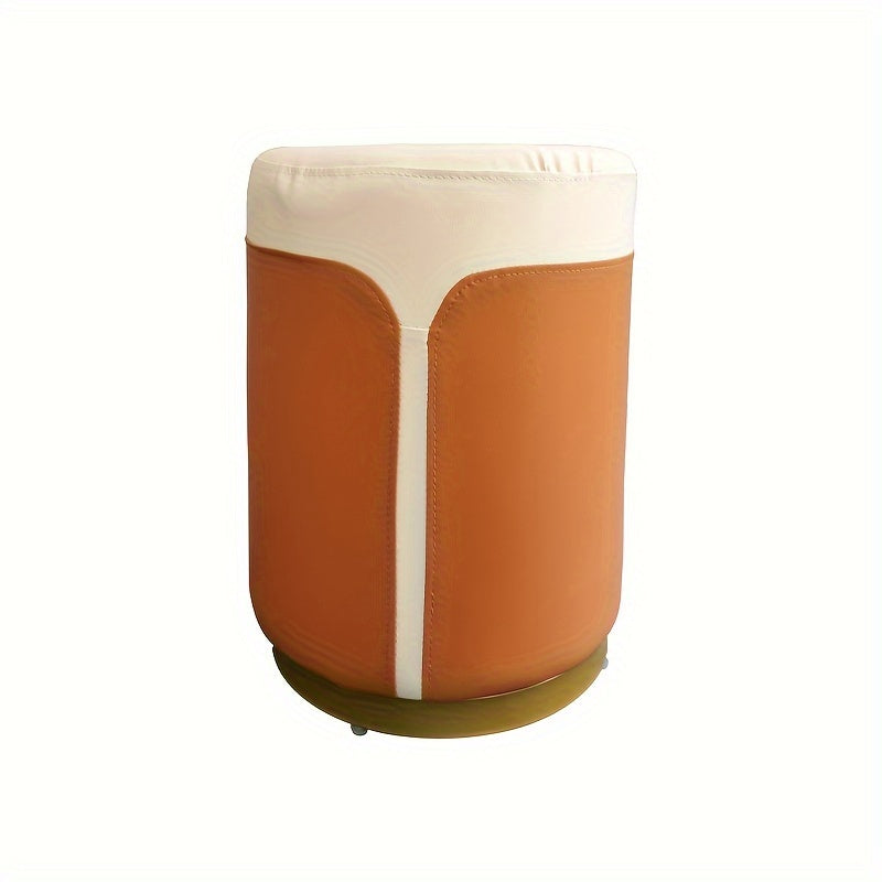 Microfiber Leather Circular Dressing Stool Solid Wood Frame Light Bedroom Stool