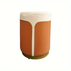 Microfiber Leather Circular Dressing Stool Solid Wood Frame Light Bedroom Stool