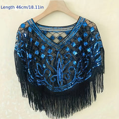 Glitter Tassel Shawl Sequin Embroidery Wrap Decorative Dress Cape Bridal Shawl