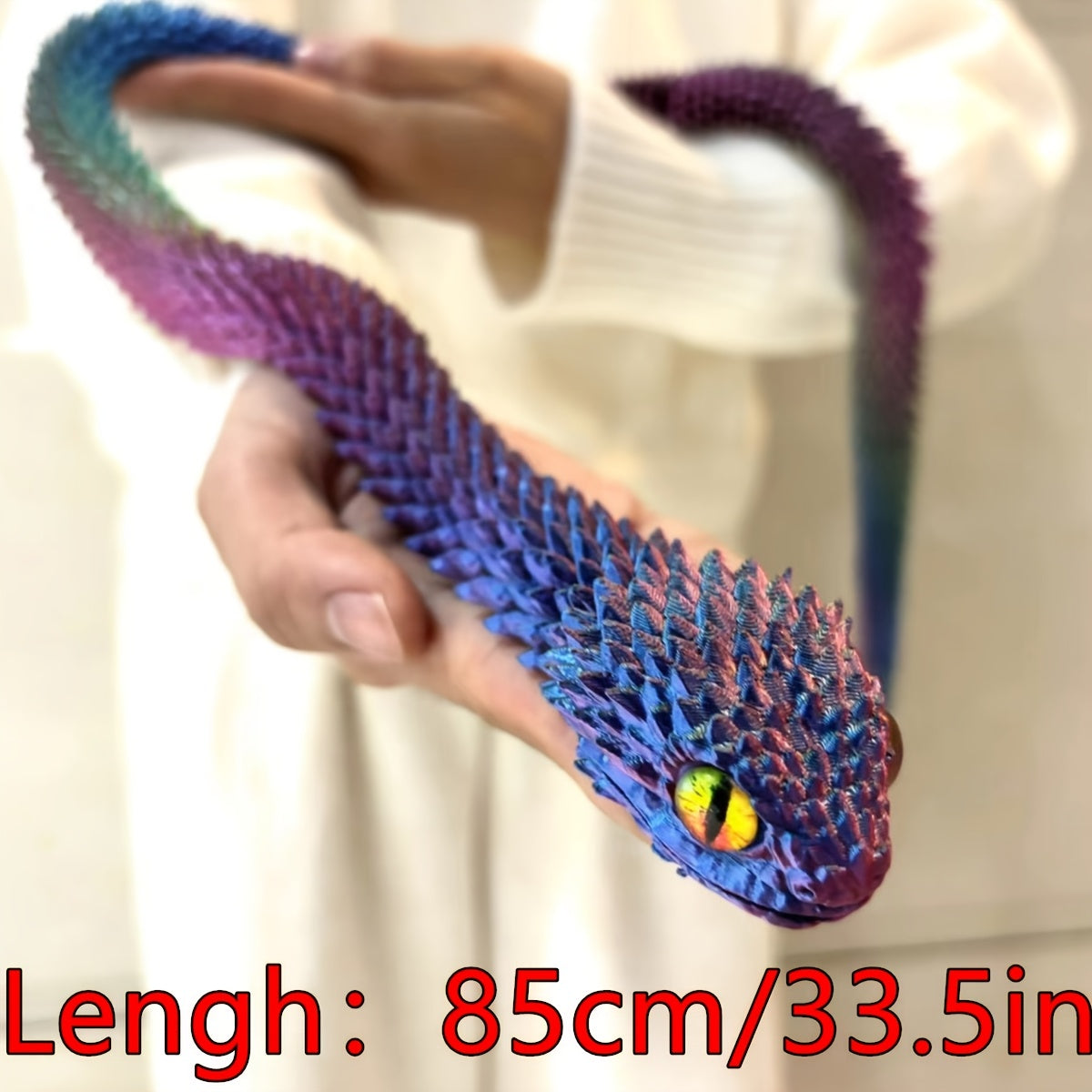 3D Printed Snake w/ Hand Painted Eyes 85cm - Rainbow/Candy Options