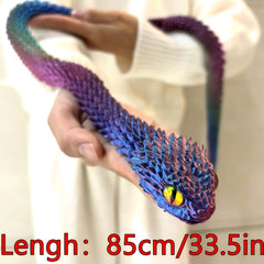 3D Printed Snake w/ Hand Painted Eyes 85cm - Rainbow/Candy Options