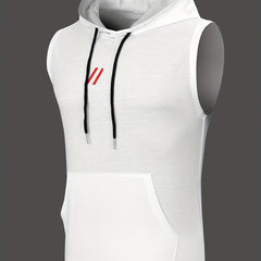 Men's Sleeveless Hoodie with Drawstring for Summer Outdoor Activities
