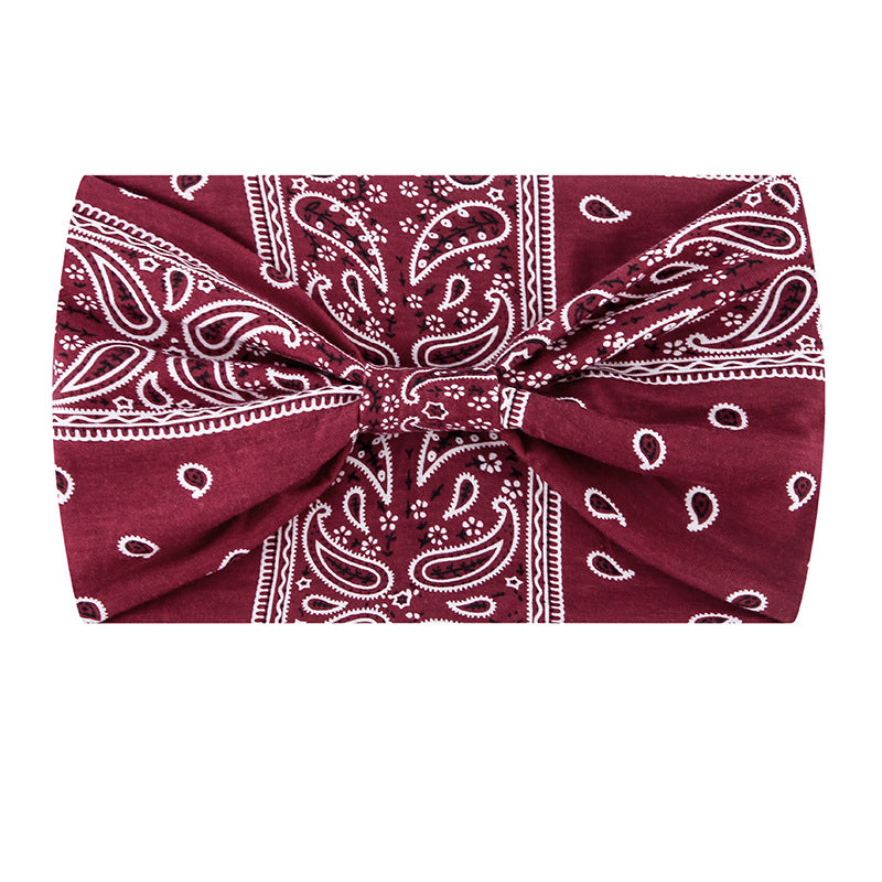 Boho Headbands Yoga Wide Knot Hair Bands Sweat Printed Sweatband
