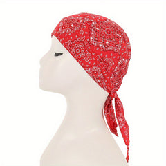 Unisex Paisley Pattern Head Wrap Pirate Hat with Small Flower Pattern