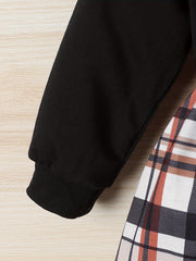 Girls Plaid Print Long Sleeve Pullover Sweatshirt Dress