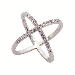 Rhinestone Cross Ring Scarf Buckle Geometric Knit Shawl Clothes Clip Women