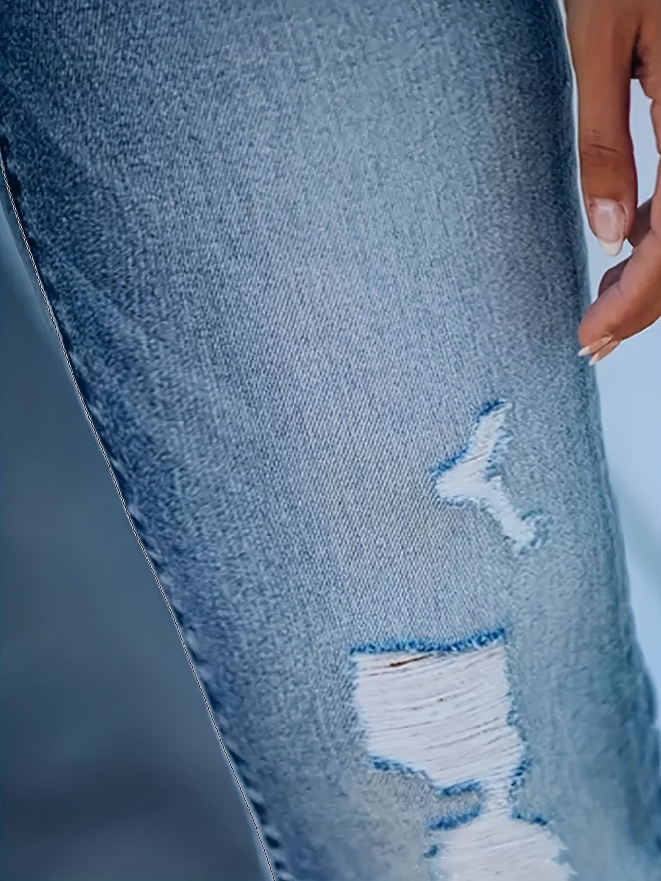  Washed Ripped Button Fly High Skinny Jeans