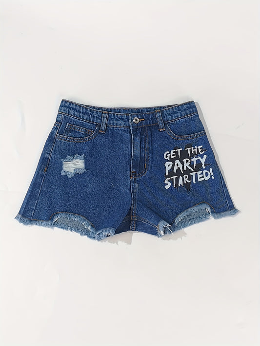Toddler Girls GET THE PARTY STARTED Denim Shorts