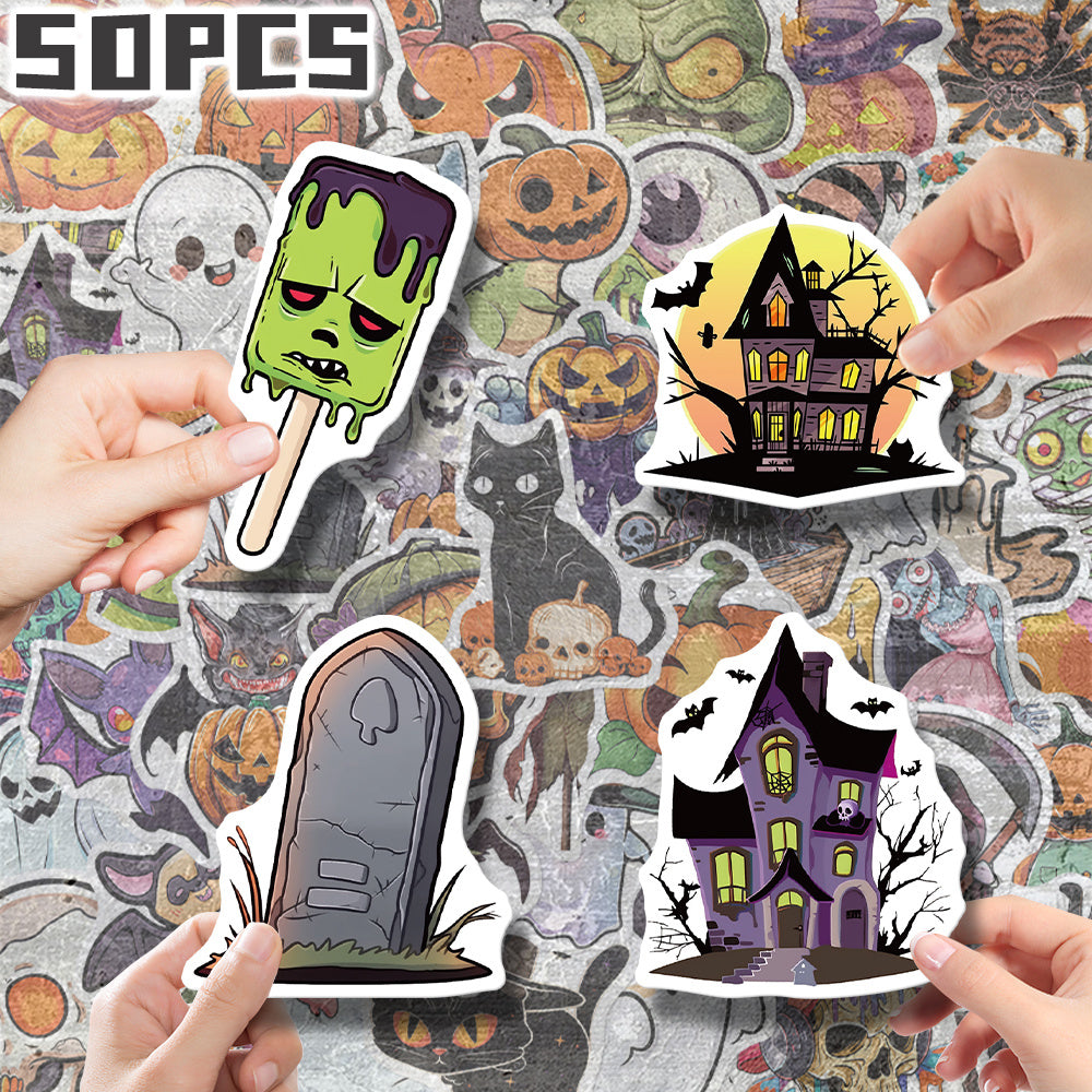 50pcs Halloween Cartoon Stickers YWWBLD PVC Decals for Party Decor & More