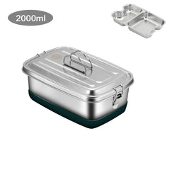 Large Capacity Stainless Steel Lunch Box 2000ml Double Layer Bento Box