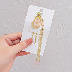 Hanfu Chinese Style Tassel Flower Hair Clip Vintage Barrette Hair Accessories