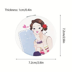 Circular Makeup Mirror Folding Double Sided Pocket Mirror Girl Gift
