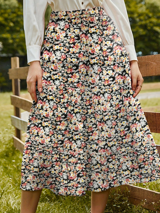 Floral Print Midi Skirt for Spring & Summer