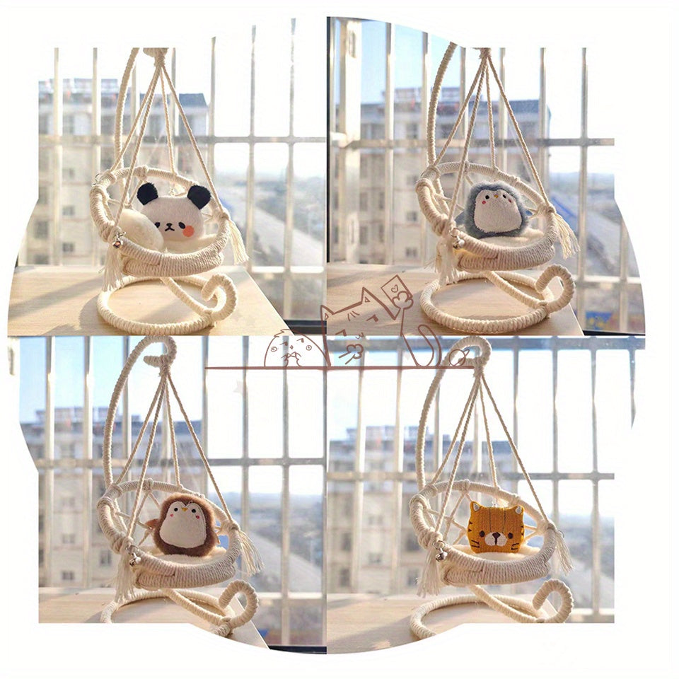 BJD Dollhouse Hanging Chair Swing Hammock Set 1:12 Scale