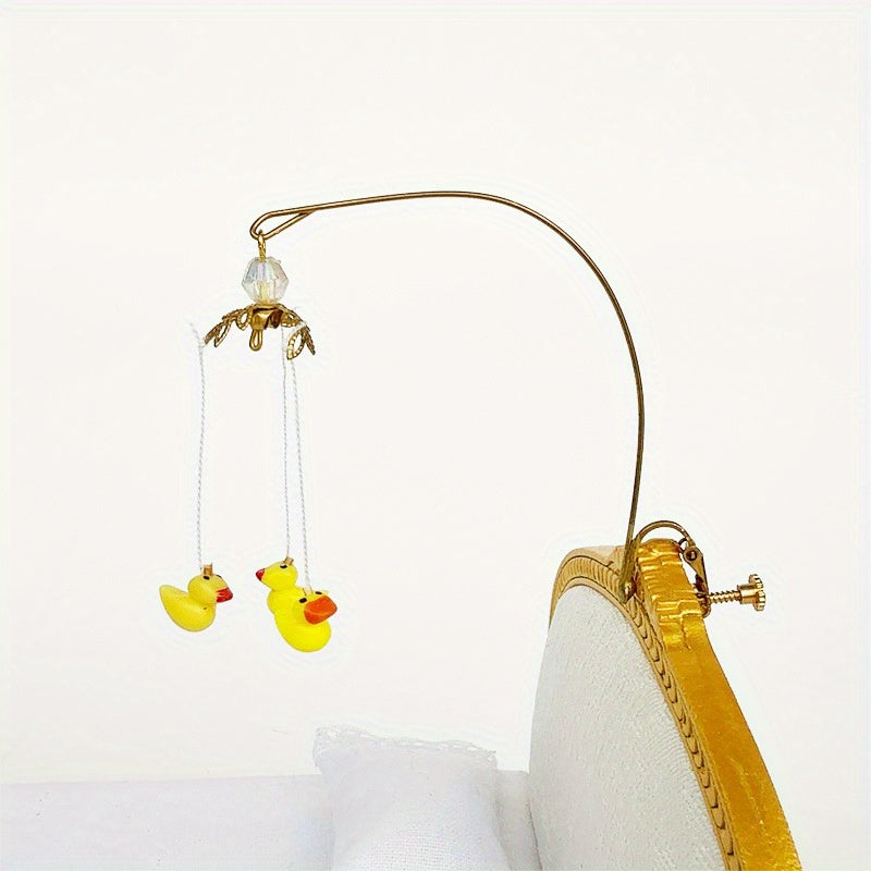 Dollhouse Yellow Duckling Pendant with Branch and Bead Accents