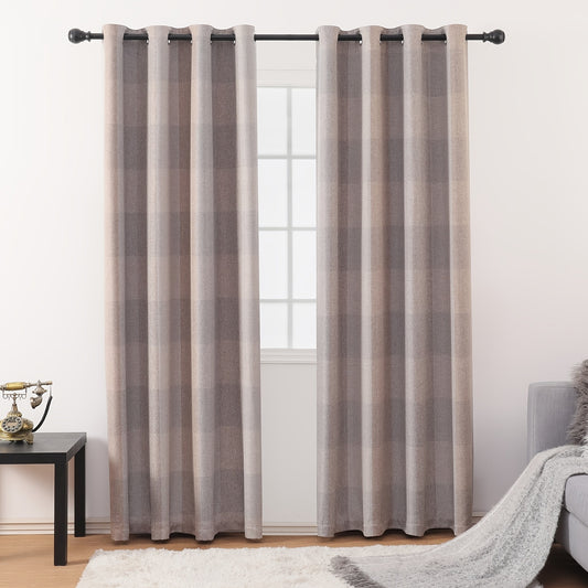 Jacquard Plaid Room Darkening Curtains