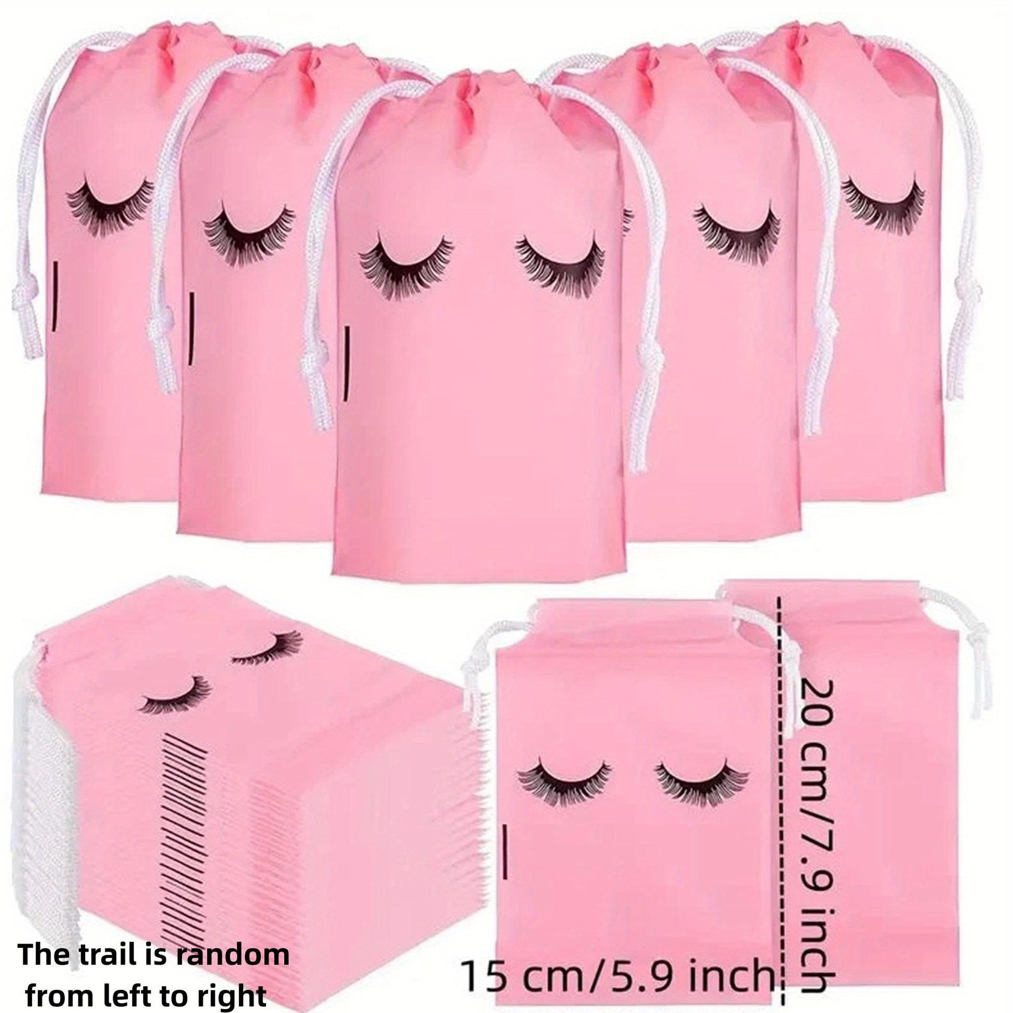 10pcs Pink Reusable Eyelash Extension Cosmetic Bags for Beauty Salon