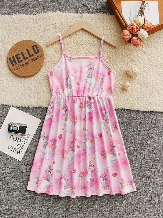 Sweet Girls Unicorn Cami Dress for Summer Party