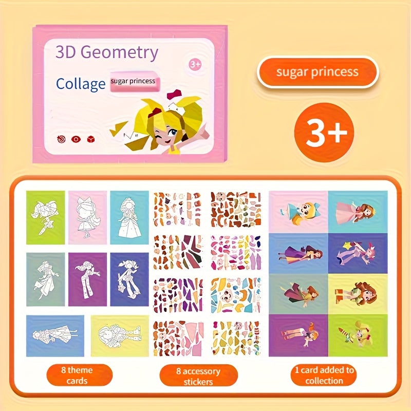 Children's 3D Geometric Puzzle Set DIY Sticker Toys for Kids Aged 3