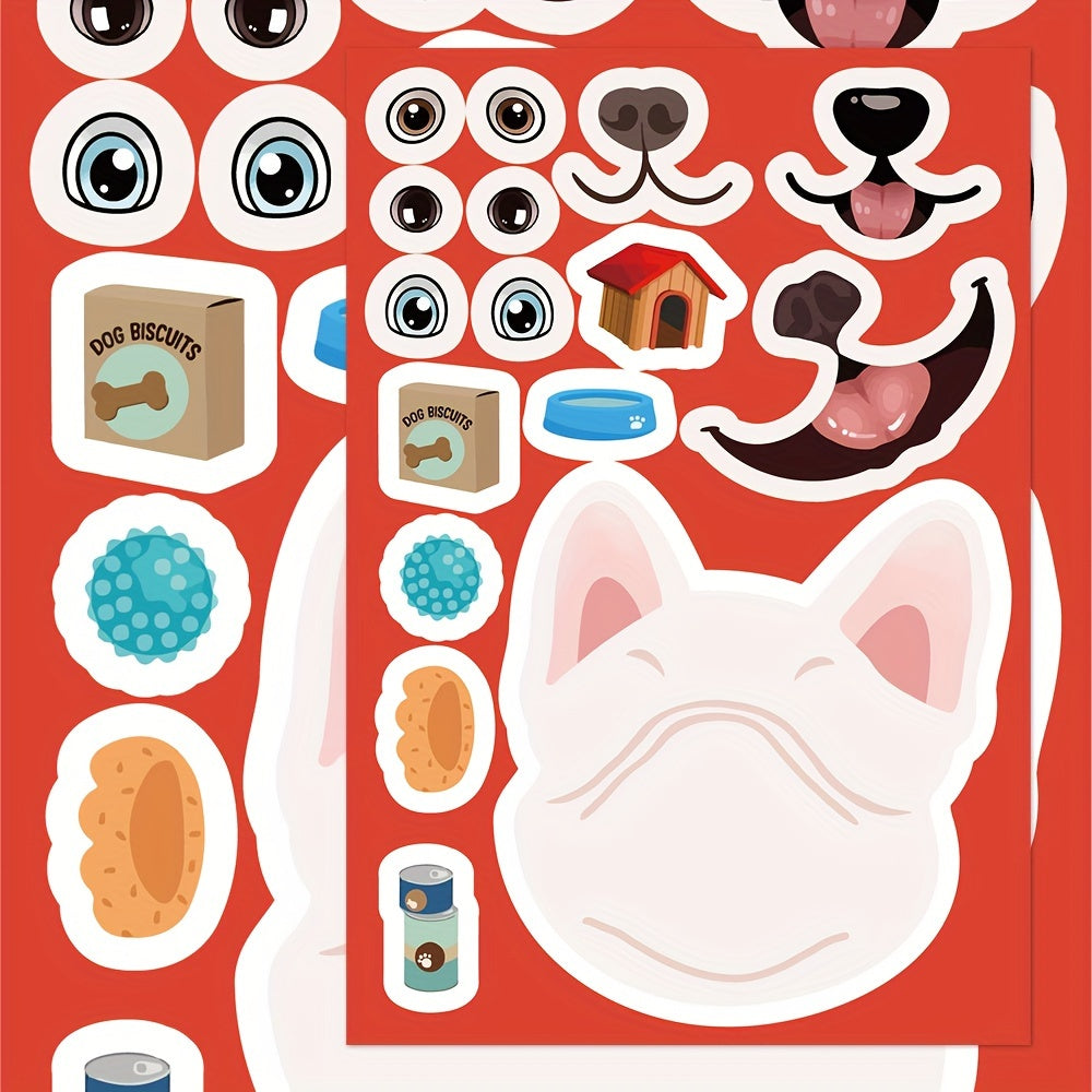 8pcs Cartoon Dog Puzzle Stickers PVC Decals Mixed Colors Self Adhesive