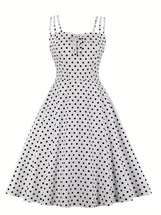  Polka Dot Split Strap Cami Dress