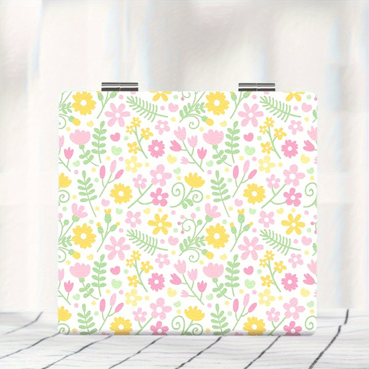 Portable Pocket Makeup Mirror Foldable HD Pastoral Style Floral
