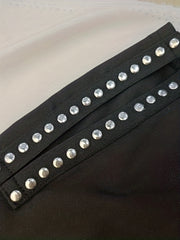  Sexy Pants Solid Beaded Elastic High Rise Side Split Trousers