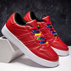 Women's Red Skate Shoes Lace Up Outdoor Shoes Lightweight Sneakers