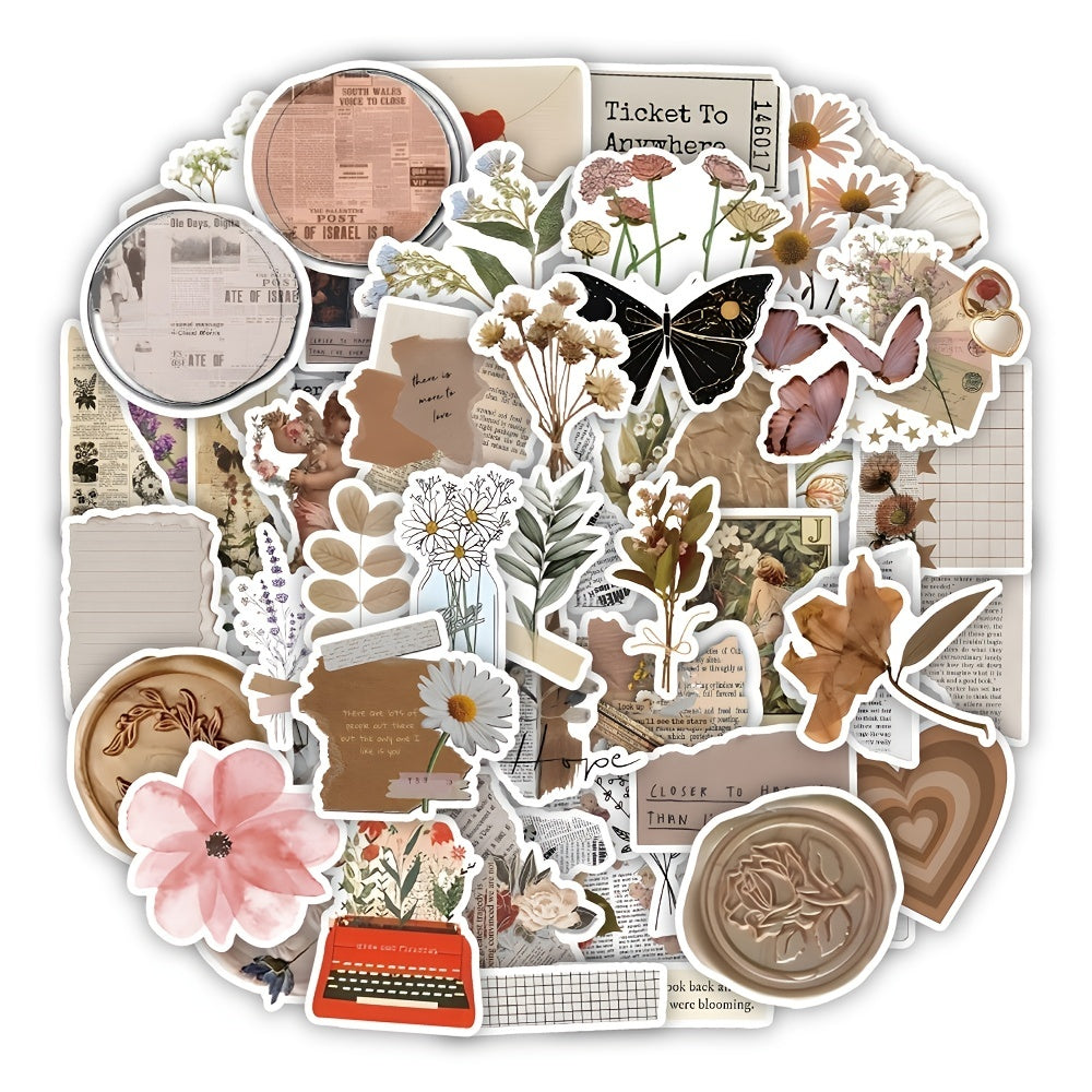60pcs Retro Diary Doodle Stickers Scrapbook Luggage Skat
