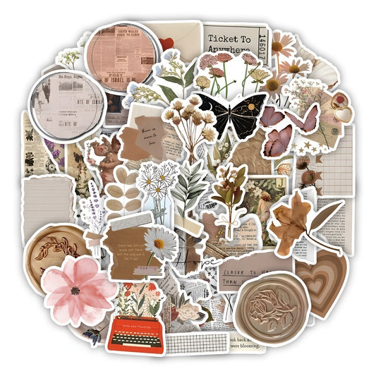 60pcs Retro Diary Doodle Stickers Scrapbook Luggage Skat