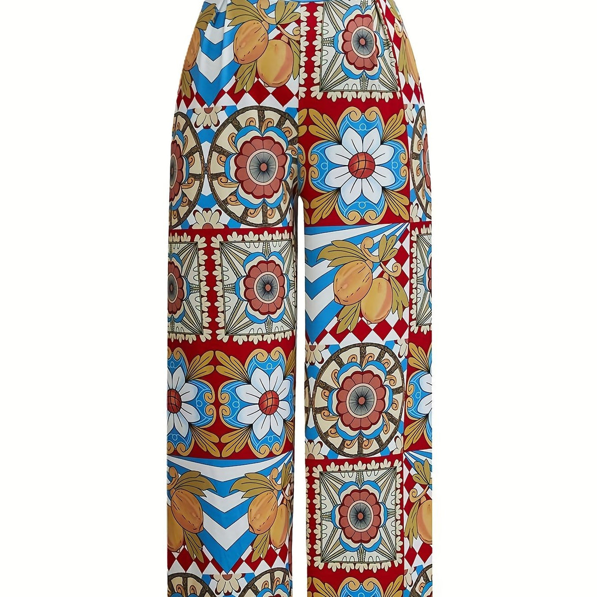  Women's Floral Wide Leg Stretch Pants